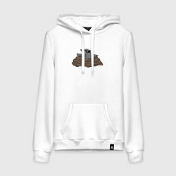 Толстовка-худи хлопковая женская Крот в очках мем, цвет: белый