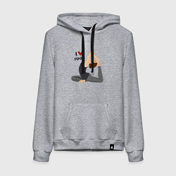 Толстовка-худи хлопковая женская Я люблю йогу, цвет: меланж