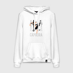 Толстовка-худи хлопковая женская Capoeira contactless combat, цвет: белый
