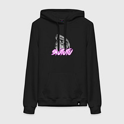 Толстовка-худи хлопковая женская JDM турбина stututu, цвет: черный