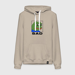 Толстовка-худи хлопковая женская Грустный Пепе, цвет: миндальный