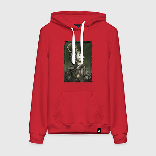 Женская толстовка-худи Девушка в механистическом костюме / Красный – фото 1