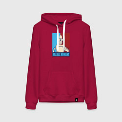 Толстовка-худи хлопковая женская Bender Futurama, цвет: маджента