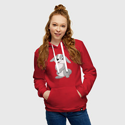 Толстовка-худи хлопковая женская Милашка Кролик, цвет: красный — фото 2