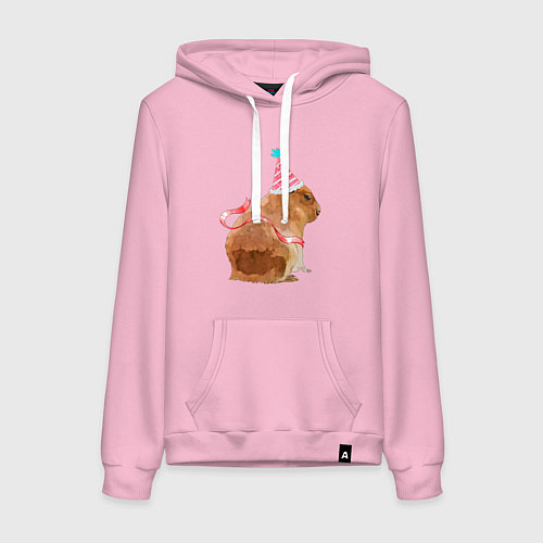Женская толстовка-худи Праздничная капибара / Светло-розовый – фото 1