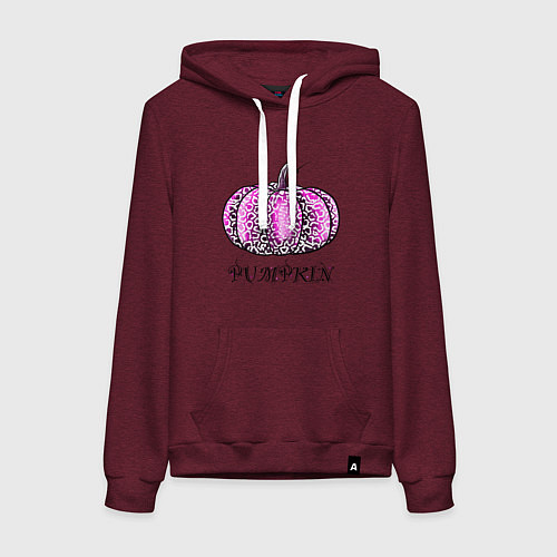 Женская толстовка-худи Тыква с надписью / Меланж-бордовый – фото 1