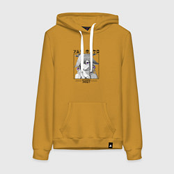 Толстовка-худи хлопковая женская Яэ Мико жрица, цвет: горчичный