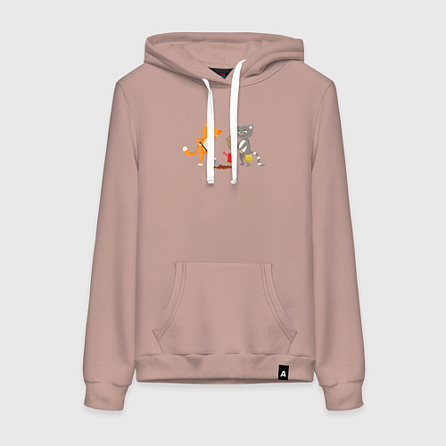 Женская толстовка-худи Кошечки сажают дерево / Пыльно-розовый – фото 1