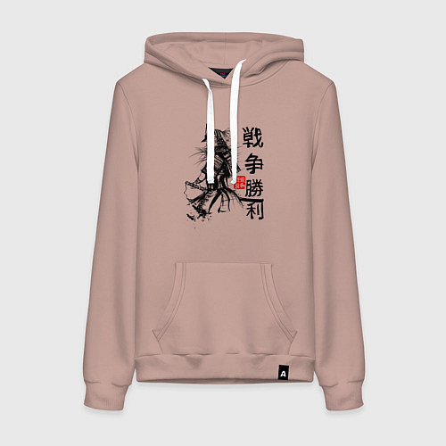 Женская толстовка-худи Самурай с мечом в шлеме / Пыльно-розовый – фото 1