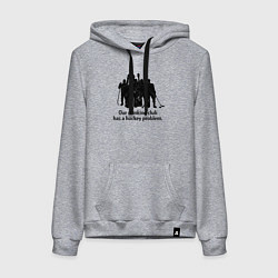 Толстовка-худи хлопковая женская У моей пьющей команды проблемы с хоккеем, цвет: меланж