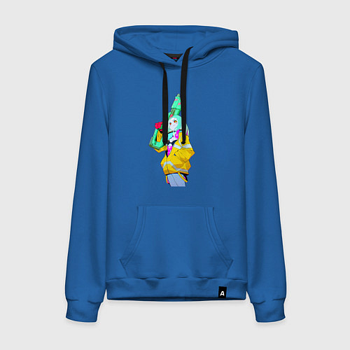 Женская толстовка-худи Ребекка с пушкой - Киберпанк / Синий – фото 1