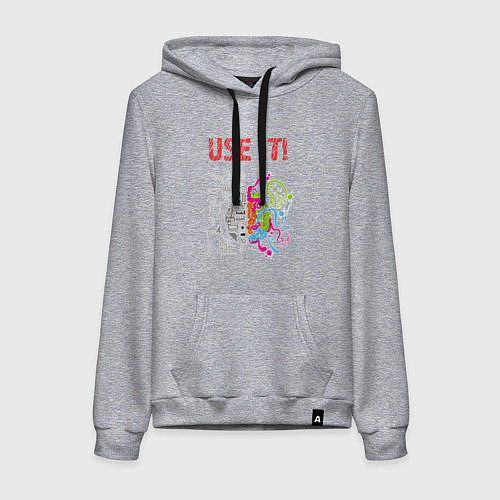 Женская толстовка-худи Используй мозг! Думай головой! / Меланж – фото 1