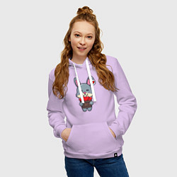 Толстовка-худи хлопковая женская Кролик и сердечки, цвет: лаванда — фото 2