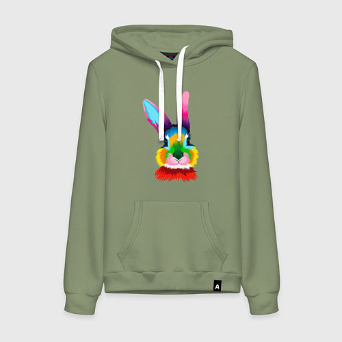 Женская толстовка-худи Радужный кролик / Авокадо – фото 1