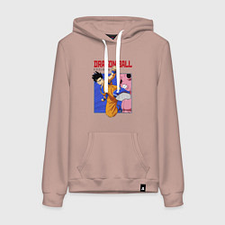 Толстовка-худи хлопковая женская Dragon Ball - Сон Гоку - Удар, цвет: пыльно-розовый