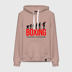 Толстовка-худи хлопковая женская Boxing evolution, цвет: пыльно-розовый