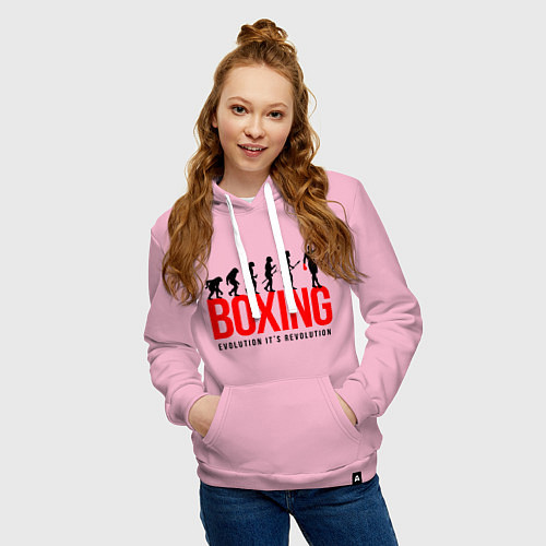 Женская толстовка-худи Boxing evolution / Светло-розовый – фото 3
