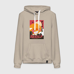 Толстовка-худи хлопковая женская Утка Годзилла, цвет: миндальный