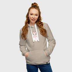 Толстовка-худи хлопковая женская Cute white rabbit, цвет: миндальный — фото 2