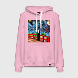 Толстовка-худи хлопковая женская Безликий Гог, цвет: светло-розовый