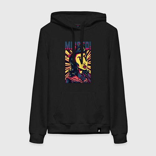 Женская толстовка-худи Девушка с чёлкой поп арт / Черный – фото 1