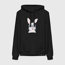 Толстовка-худи хлопковая женская Серый кролик, цвет: черный
