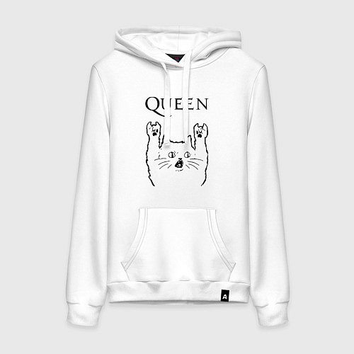 Женская толстовка-худи Queen - rock cat / Белый – фото 1