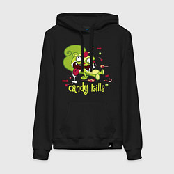 Толстовка-худи хлопковая женская Nutty - candy kills, цвет: черный