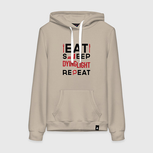 Женская толстовка-худи Надпись: eat sleep Dying Light repeat / Миндальный – фото 1