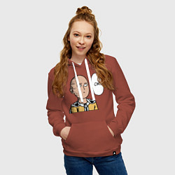 Толстовка-худи хлопковая женская Saitama - OK, цвет: кирпичный — фото 2