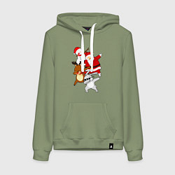 Толстовка-худи хлопковая женская Все герои нового года ДЭБуют, цвет: авокадо