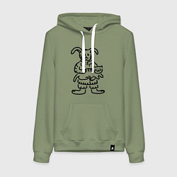 Толстовка-худи хлопковая женская Кролик гладит кота, цвет: авокадо