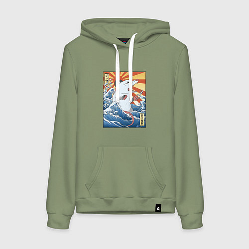 Женская толстовка-худи Гравюра японский опоссум в стиле укиё-э / Авокадо – фото 1