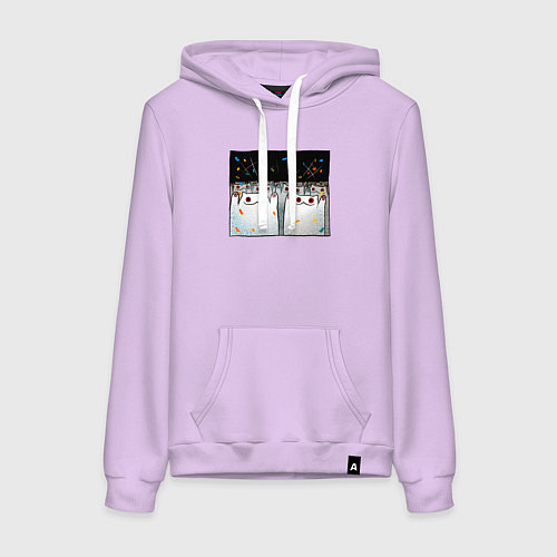Женская толстовка-худи Мрачные коты празднуют / Лаванда – фото 1