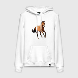 Толстовка-худи хлопковая женская Мустанг лошадь, цвет: белый