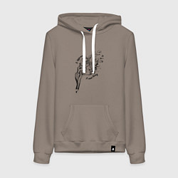 Толстовка-худи хлопковая женская Я художник - я так вижу, цвет: утренний латте