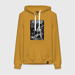 Толстовка-худи хлопковая женская Nirvana bleach, цвет: горчичный