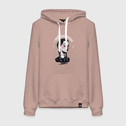 Толстовка-худи хлопковая женская Wednesday: I hate everyone, цвет: пыльно-розовый