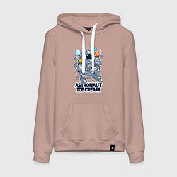 Толстовка-худи хлопковая женская Мороженое для космонавта, цвет: пыльно-розовый