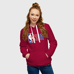 Толстовка-худи хлопковая женская NBA - big logo, цвет: маджента — фото 2
