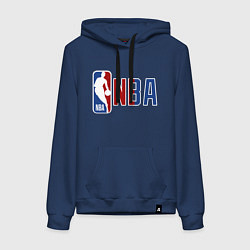 Толстовка-худи хлопковая женская NBA - big logo, цвет: тёмно-синий
