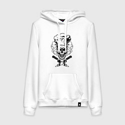 Толстовка-худи хлопковая женская The cooks skull, цвет: белый