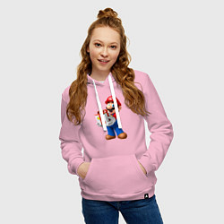 Толстовка-худи хлопковая женская Марио держит подарок, цвет: светло-розовый — фото 2