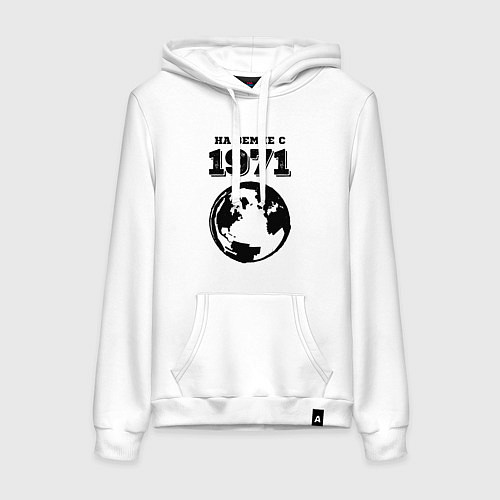 Женская толстовка-худи На Земле с 1971 с краской на светлом / Белый – фото 1