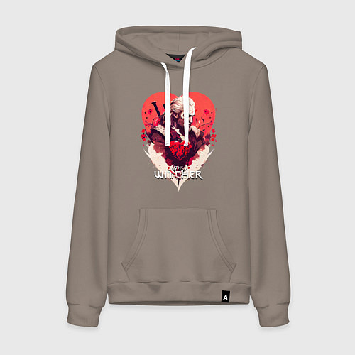 Женская толстовка-худи Witcher: Geralt and heart / Утренний латте – фото 1