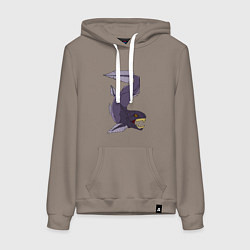 Толстовка-худи хлопковая женская Древняя рыба, цвет: утренний латте