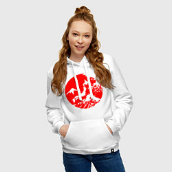 Толстовка-худи хлопковая женская Флаг Японии - красное солнце, цвет: белый — фото 2