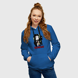 Толстовка-худи хлопковая женская Уэнсдэй с призраком, цвет: синий — фото 2