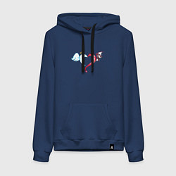 Толстовка-худи хлопковая женская Ангел и Демон Сердце, цвет: тёмно-синий