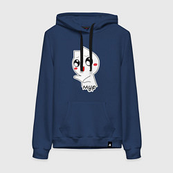 Толстовка-худи хлопковая женская Котик Мур, цвет: тёмно-синий